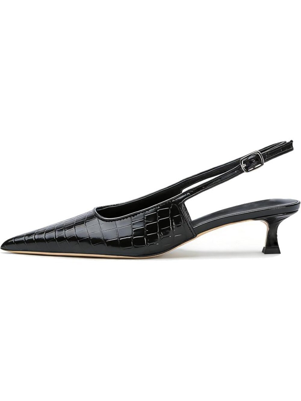 Women's Black Low Heel Pointed Toe Slingback Pumps Formal Dress Heels Shoes